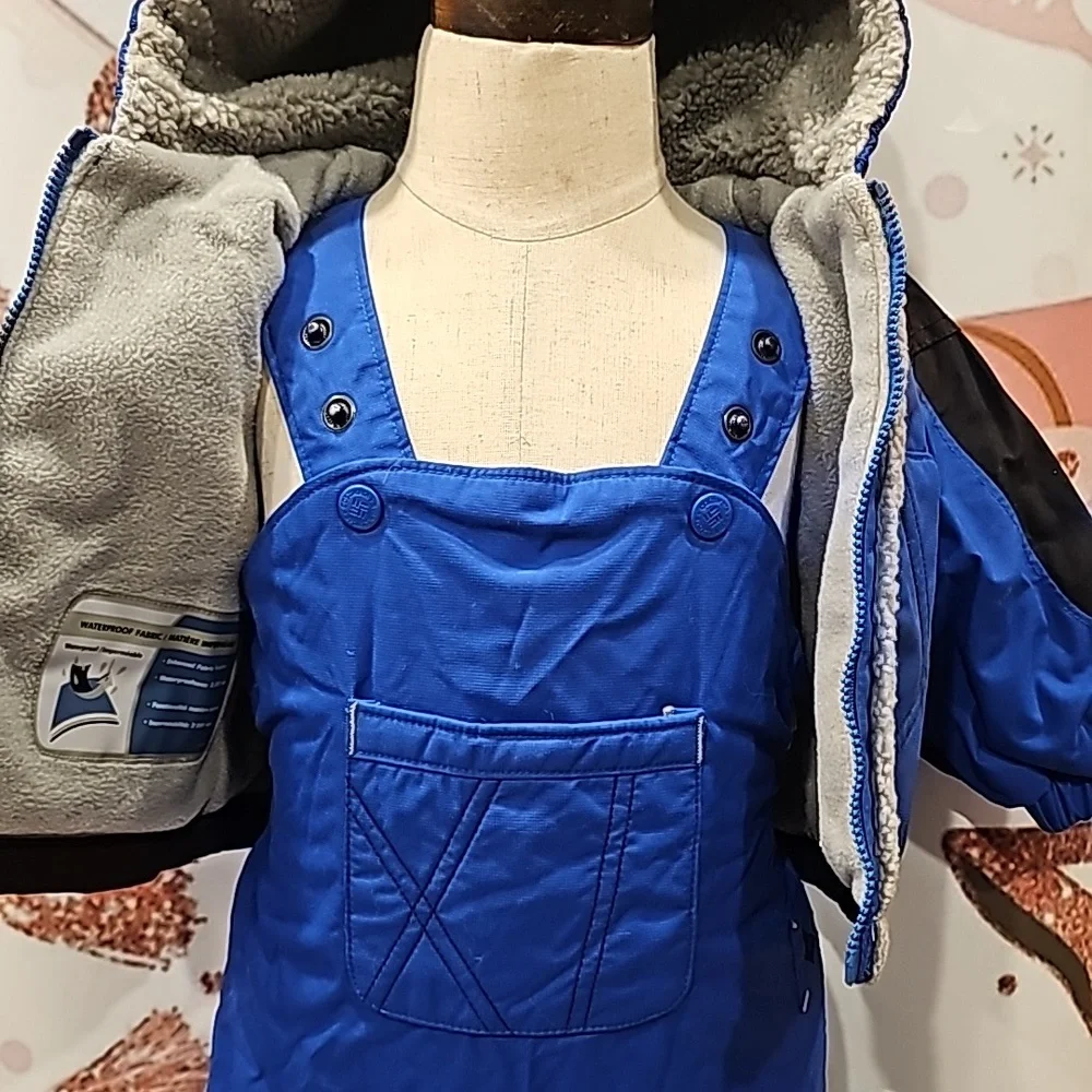 F Columbia 2 Piece Snow Suit Boy's infant Fleece Lined Blue Size 6 Months