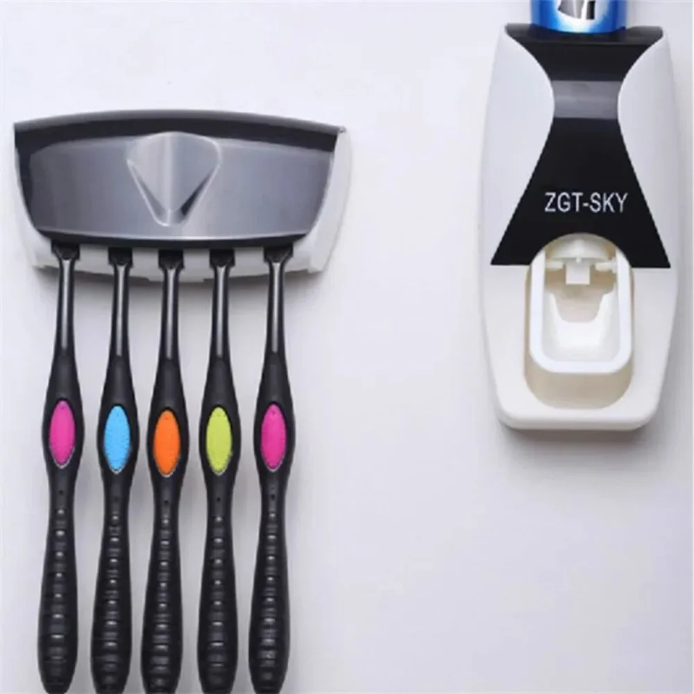 Automatic Touch Toothpaste Dispenser & Brush Holder Set