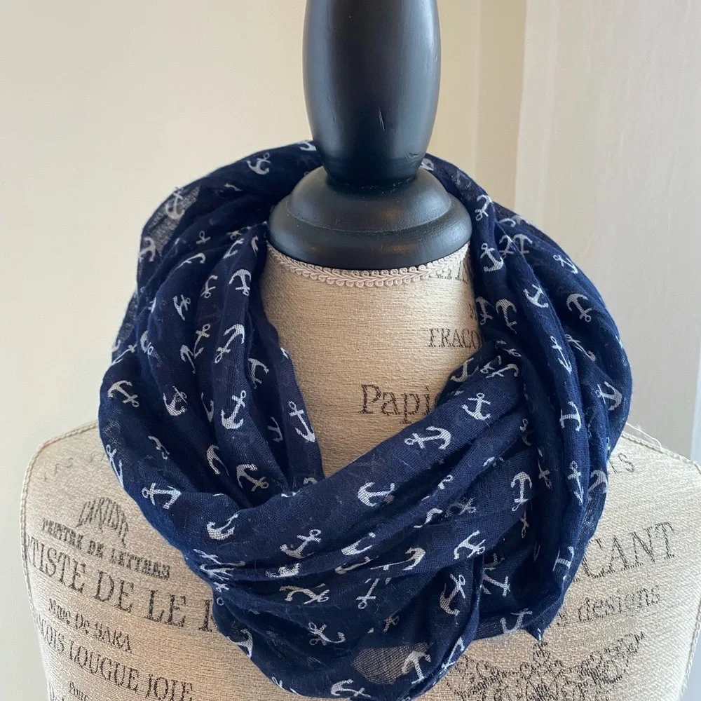 Blue scarf with white ancors