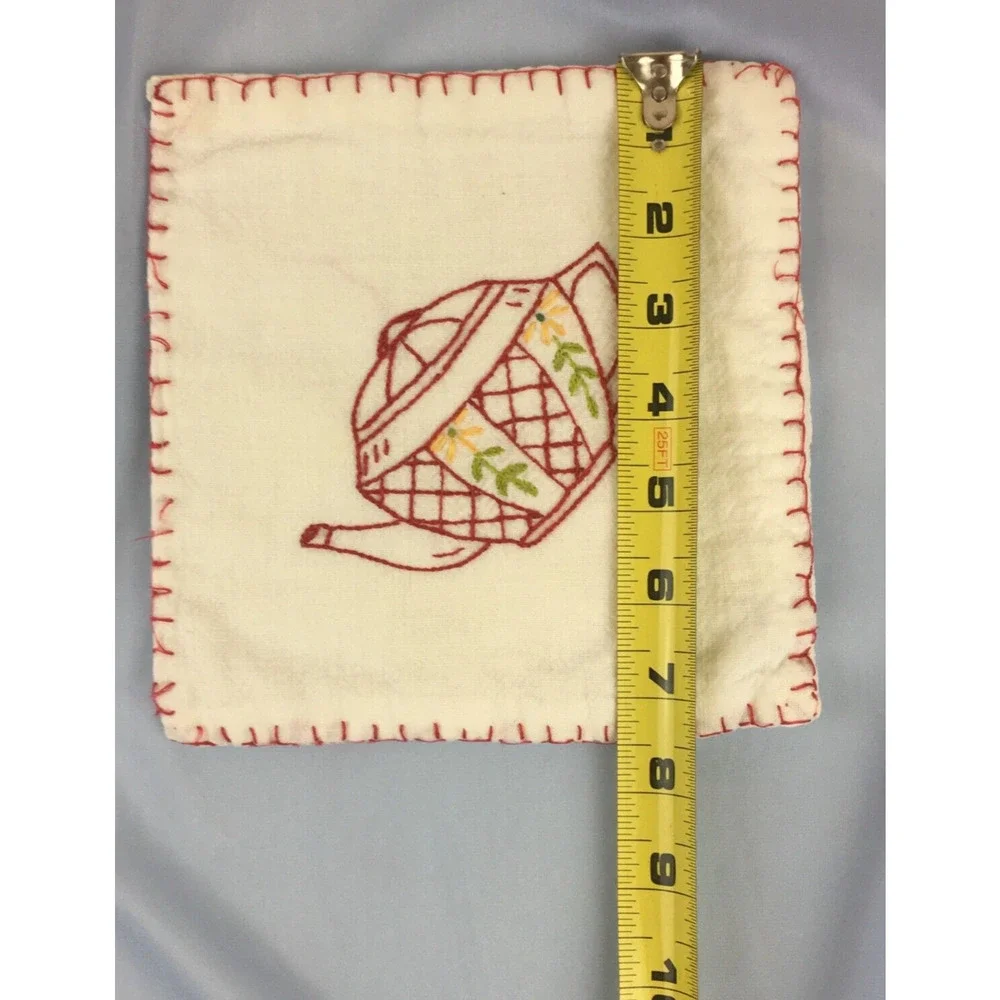 Potholders Hot Pads teapot Pink White country cottage core MCM lot of 2