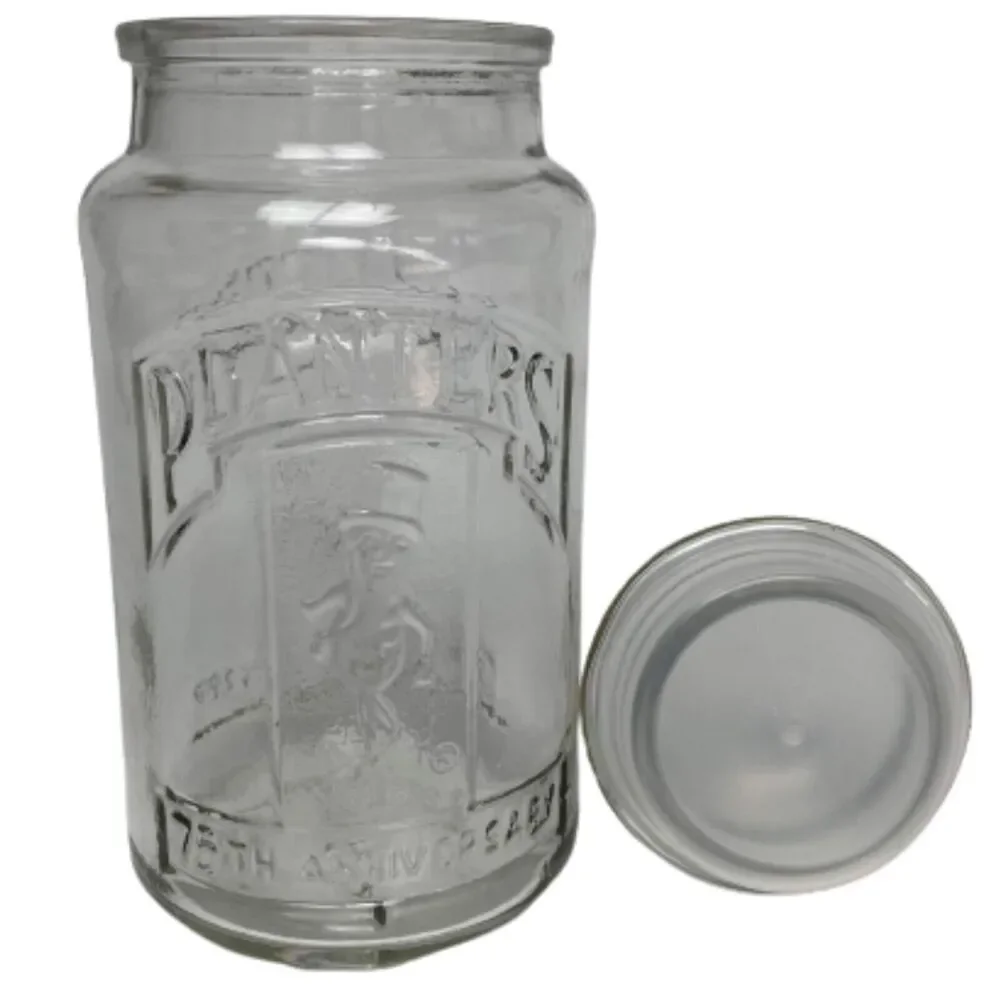 Vintage Planter's Mr. Peanut 75th Anniversary Glass Bottle Apothecary Jar 1981
