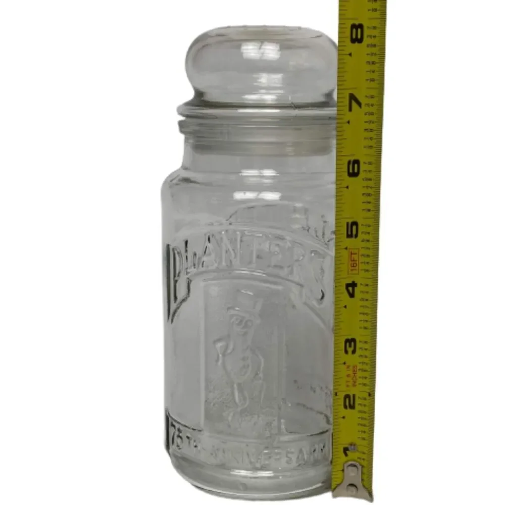 Vintage Planter's Mr. Peanut 75th Anniversary Glass Bottle Apothecary Jar 1981