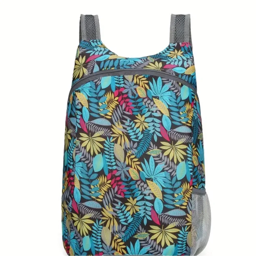 1pc Vibrant Flower Casual Backpack - Multi-Functional, Ultralight, Foldable