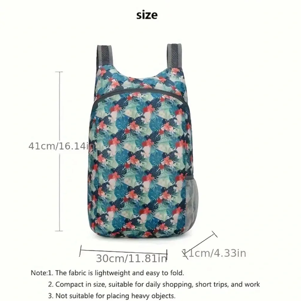 1pc Vibrant Flower Casual Backpack - Multi-Functional, Ultralight, Foldable