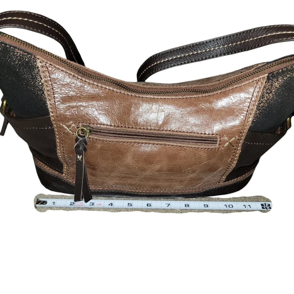 The Sak Women's 2 Tone Brown Pebbled Leather Hobo Shoulder Bag