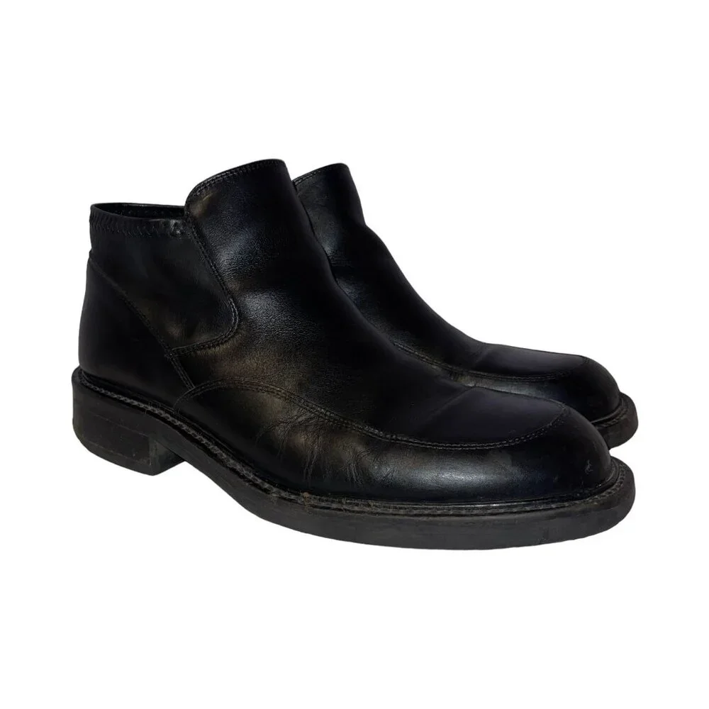 Kenneth Cole New York Black Leather Chukka Boots Mens 9 Made Italy Slip On