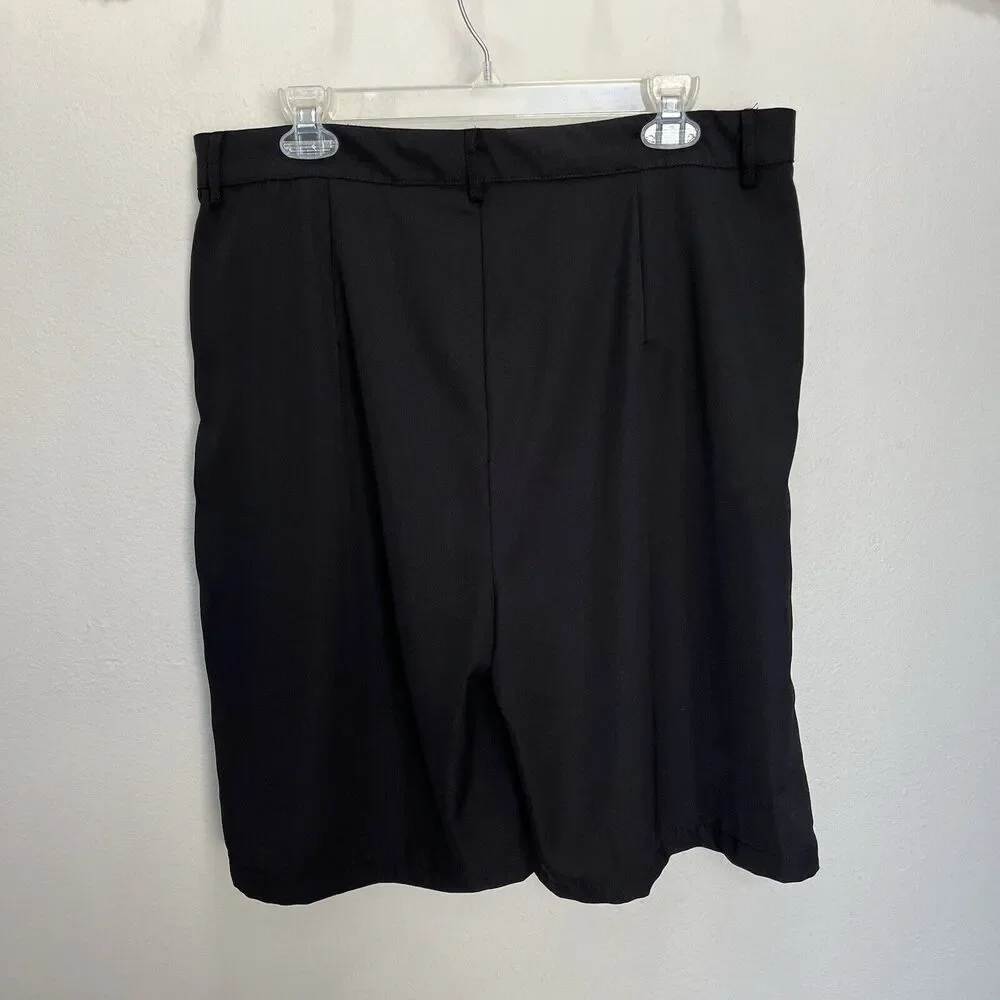 Ranlege | Black Bermuda Shorts Women XXL Pleated 10” Inseam