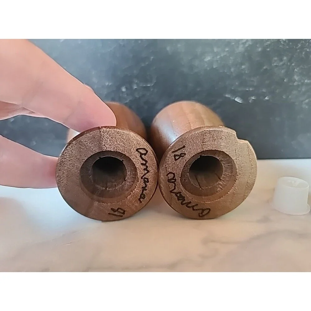 Vintage Wooden Salt And Pepper Shakers, READ