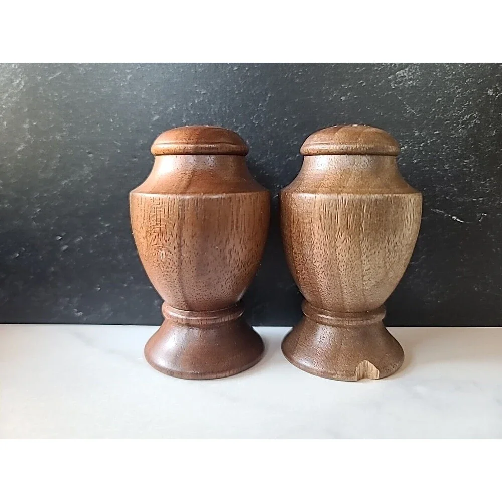 Vintage Wooden Salt And Pepper Shakers, READ