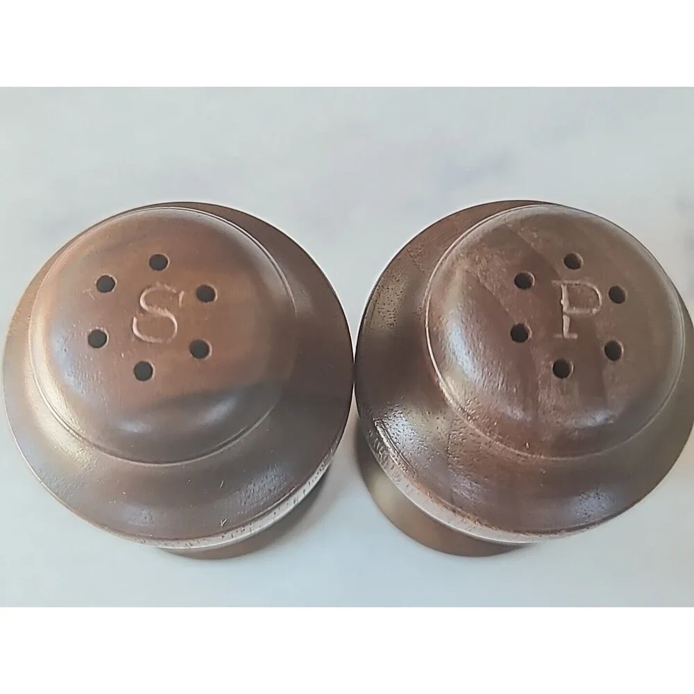 Vintage Wooden Salt And Pepper Shakers, READ