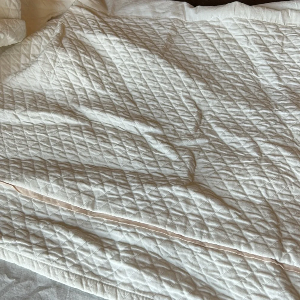 Restoration Hardware Washed Diamond Matlesse Crib Skirt in Petal