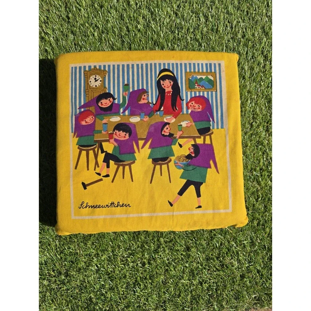 Vintage Super Rare German Pillow/Cushion Cinderella Snow White 7 Dwarfs