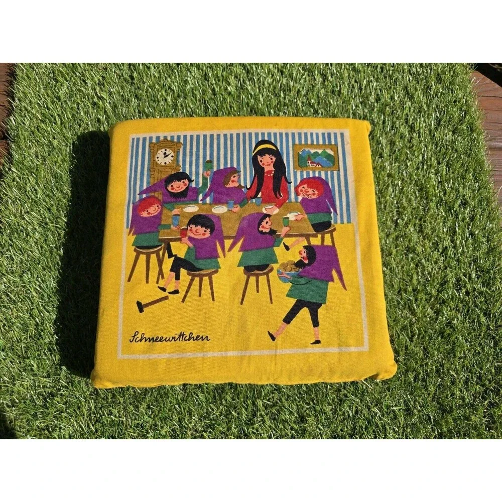Vintage Super Rare German Pillow/Cushion Cinderella Snow White 7 Dwarfs