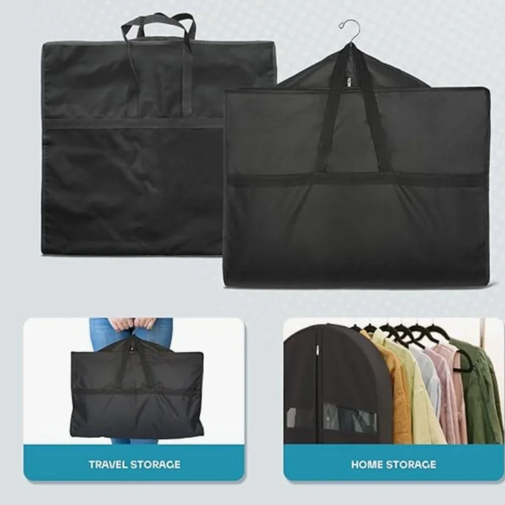 Travel Garment Bag with Zipper Pocket, Suit Bag for Suits, Dresses, Coats