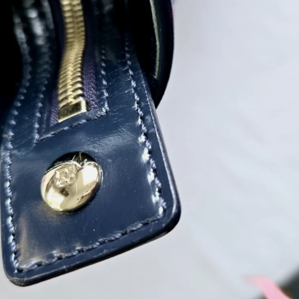 ♠️Kate Spade Patent Leather Satchel Perforated Navy Handbag