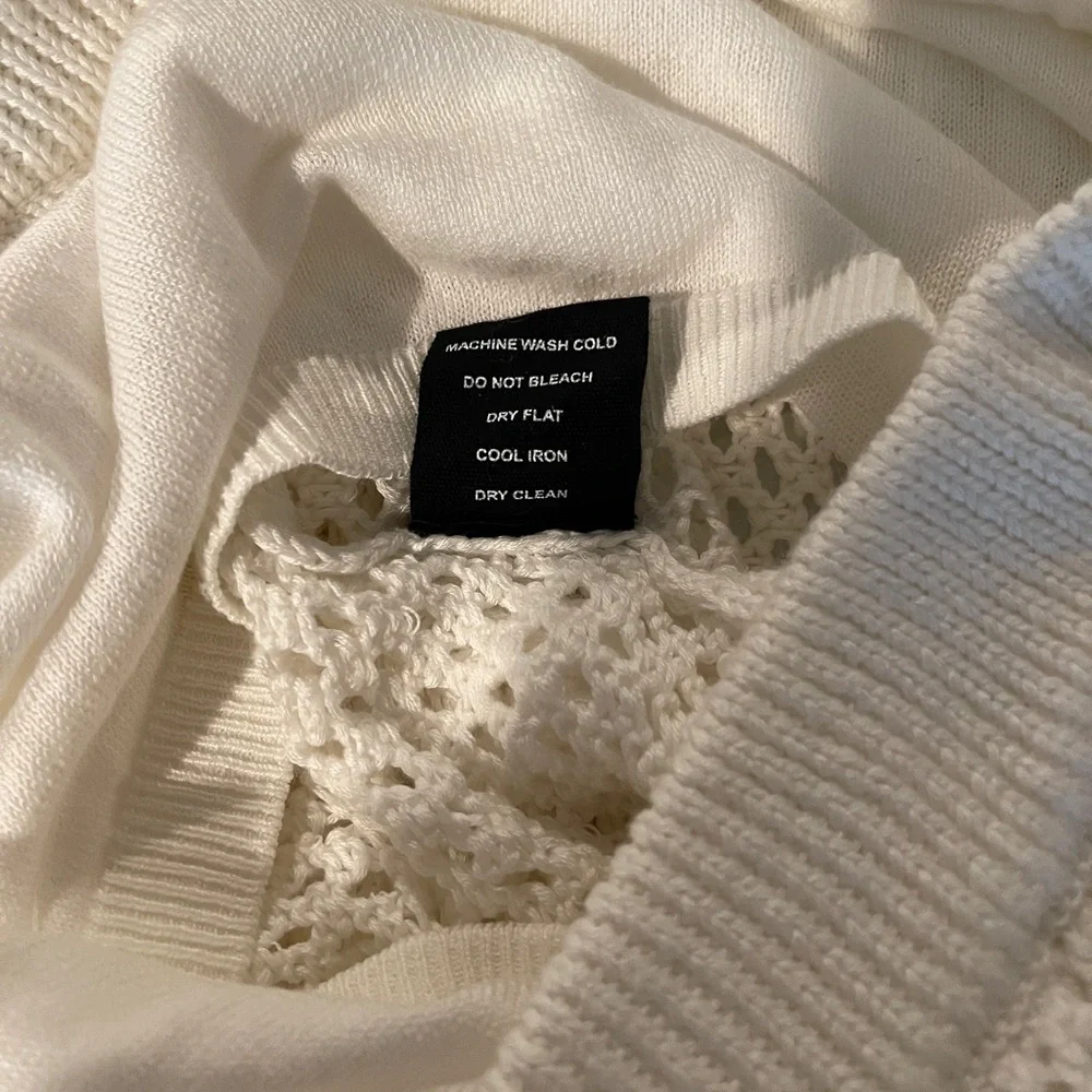 Monrow Cotton and modal-blend open-knit White to Off-White shorts. Size Small