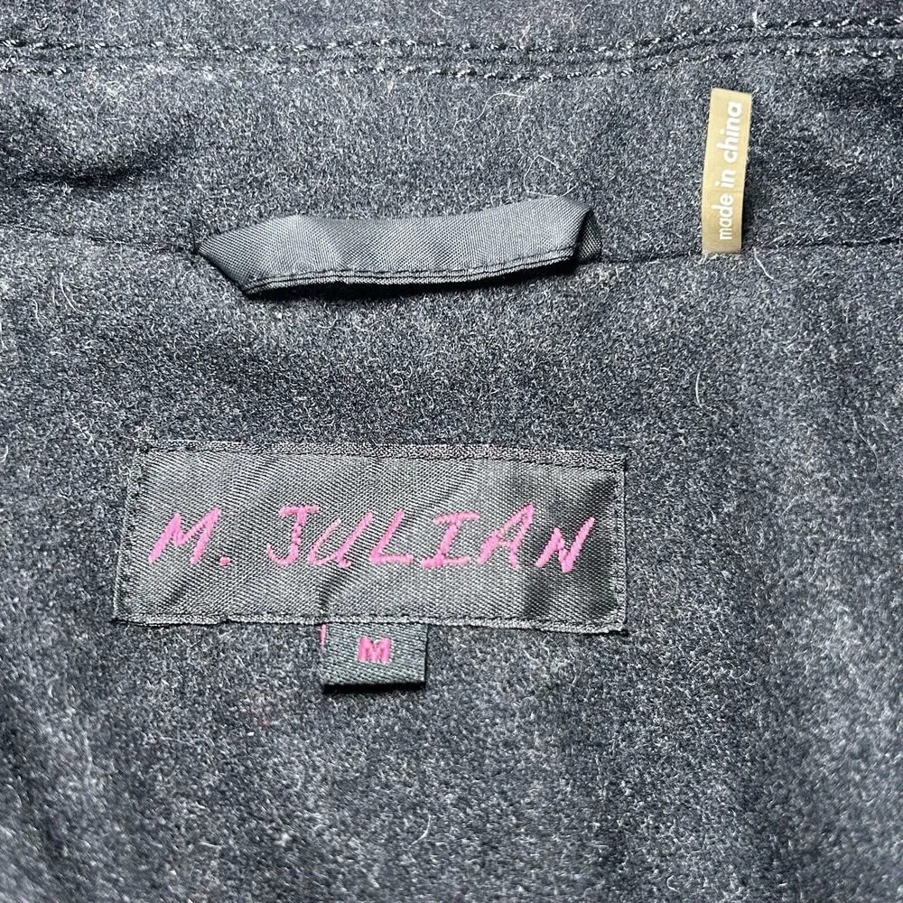M. Julian Wool Blend Black Double Breasted Military Pea Coat Medium Fully Lined