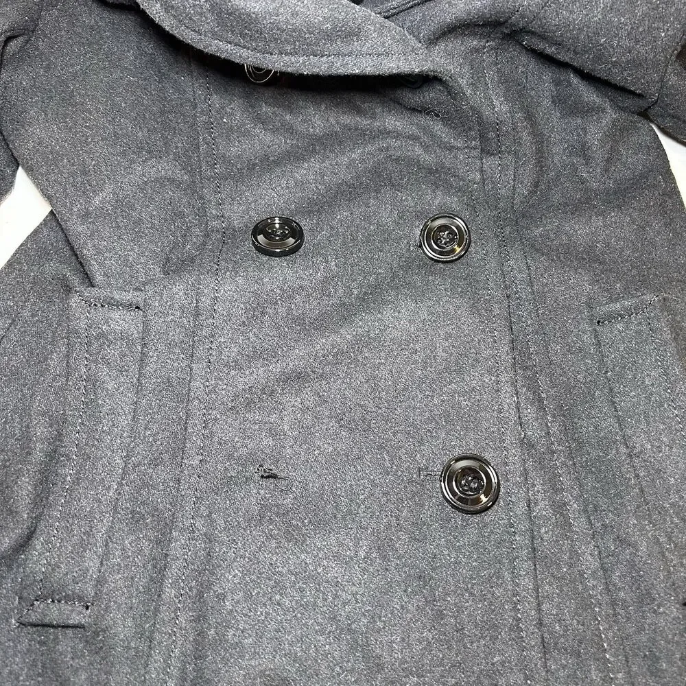M. Julian Wool Blend Black Double Breasted Military Pea Coat Medium Fully Lined