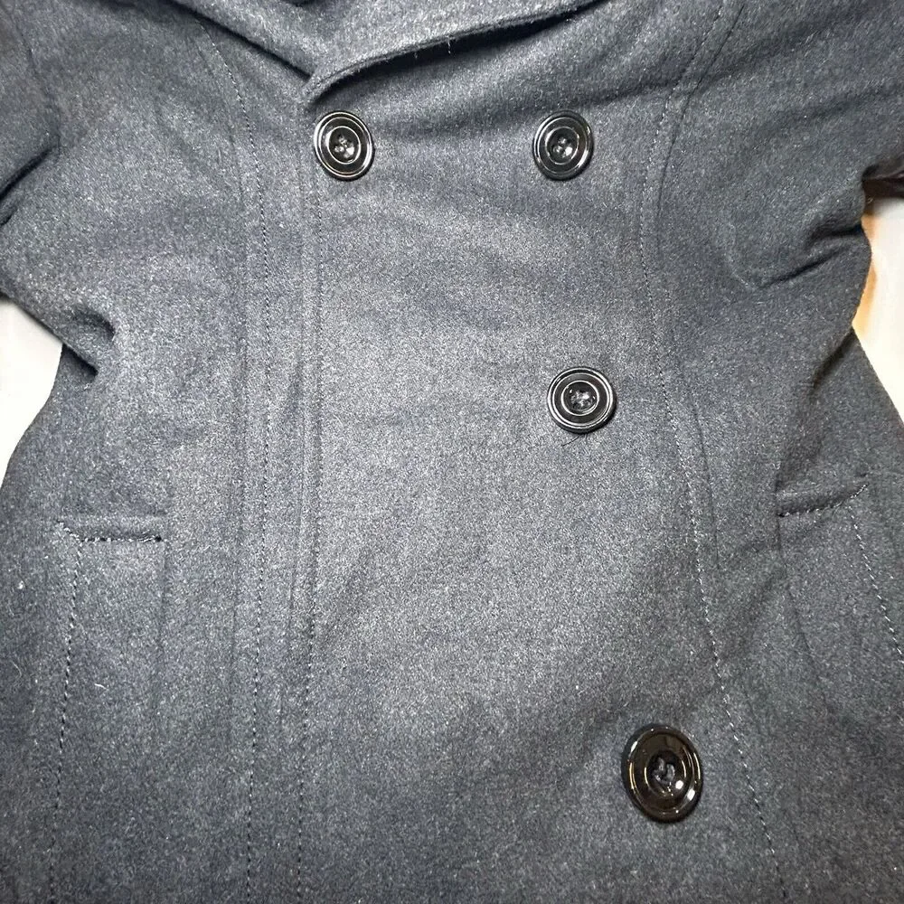 M. Julian Wool Blend Black Double Breasted Military Pea Coat Medium Fully Lined