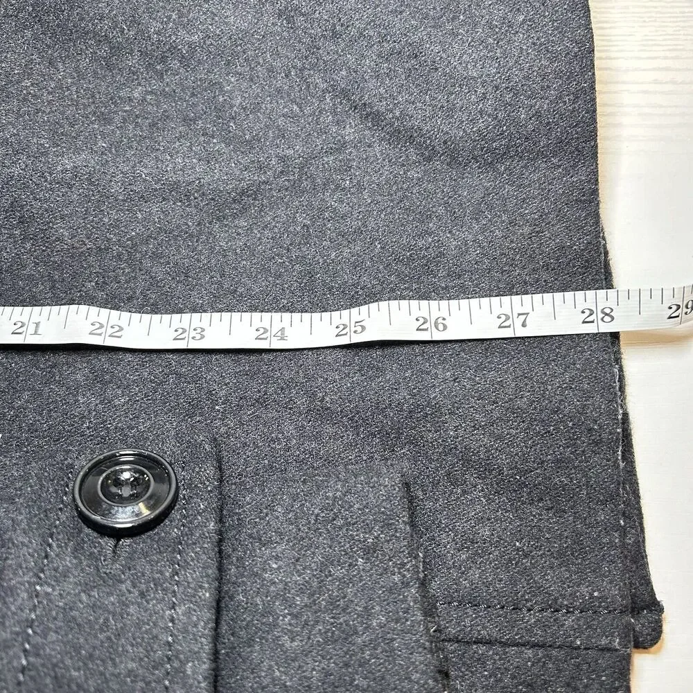 M. Julian Wool Blend Black Double Breasted Military Pea Coat Medium Fully Lined