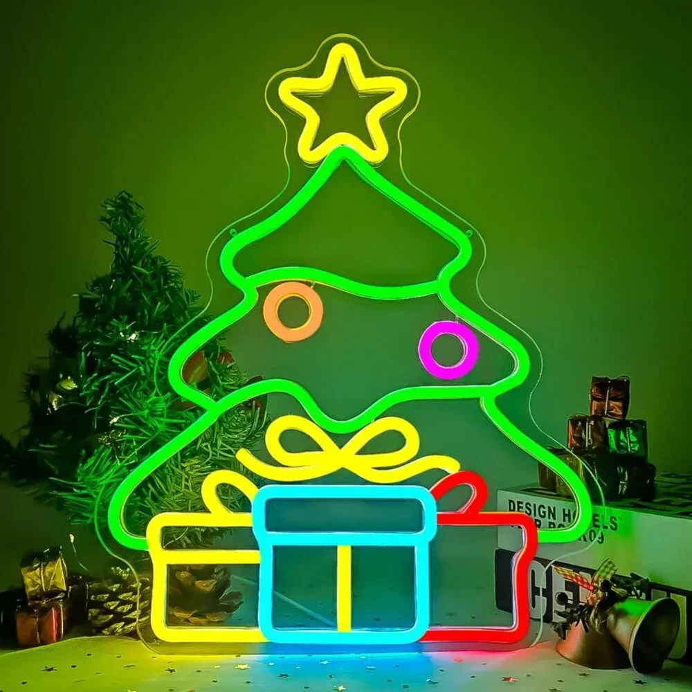 Green Christmas Neon Sign Led Candy Dimmable Light Up Sign for Party Kids Gift