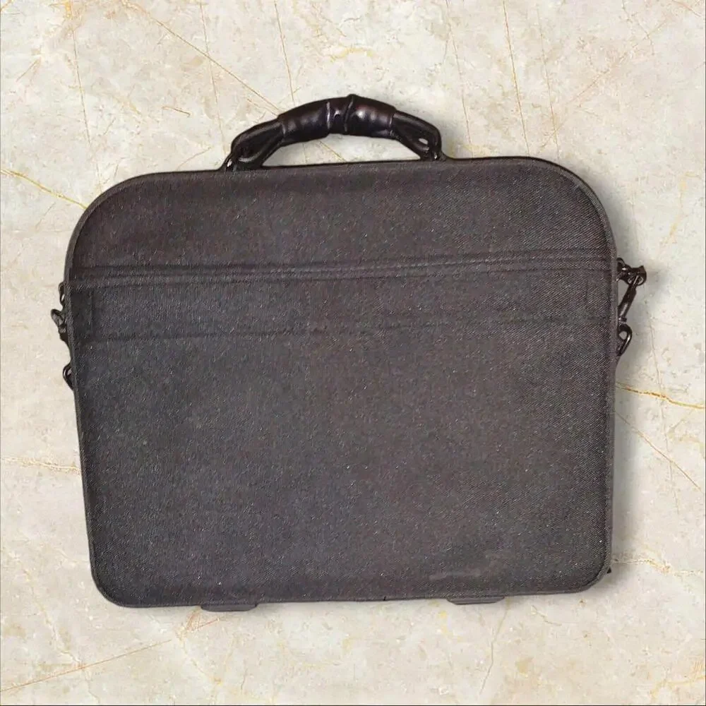 Vintage DELL Laptop Bag Canvas Black Messenger Carrying Shoulder