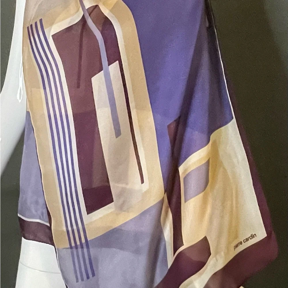 Huge Pierre Cardin Scarf Geometric Print 20 In by 70 In Excellent Condition