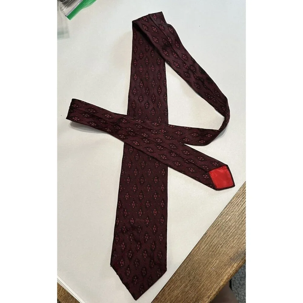 Vintage Christian Dior Made In France Mens Silk Necktie Geometric Tie
