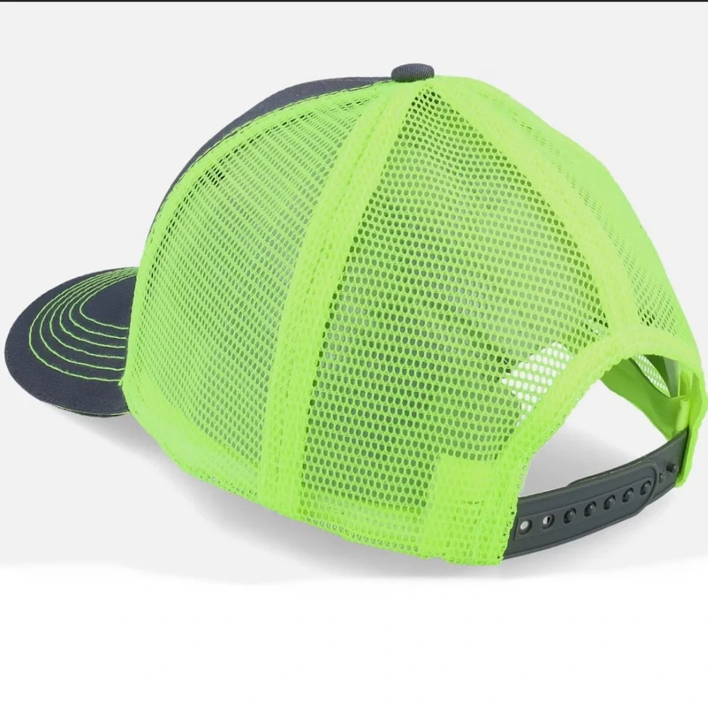 NWT John Deere snapback trucker cap highlighter yellow and gray one size