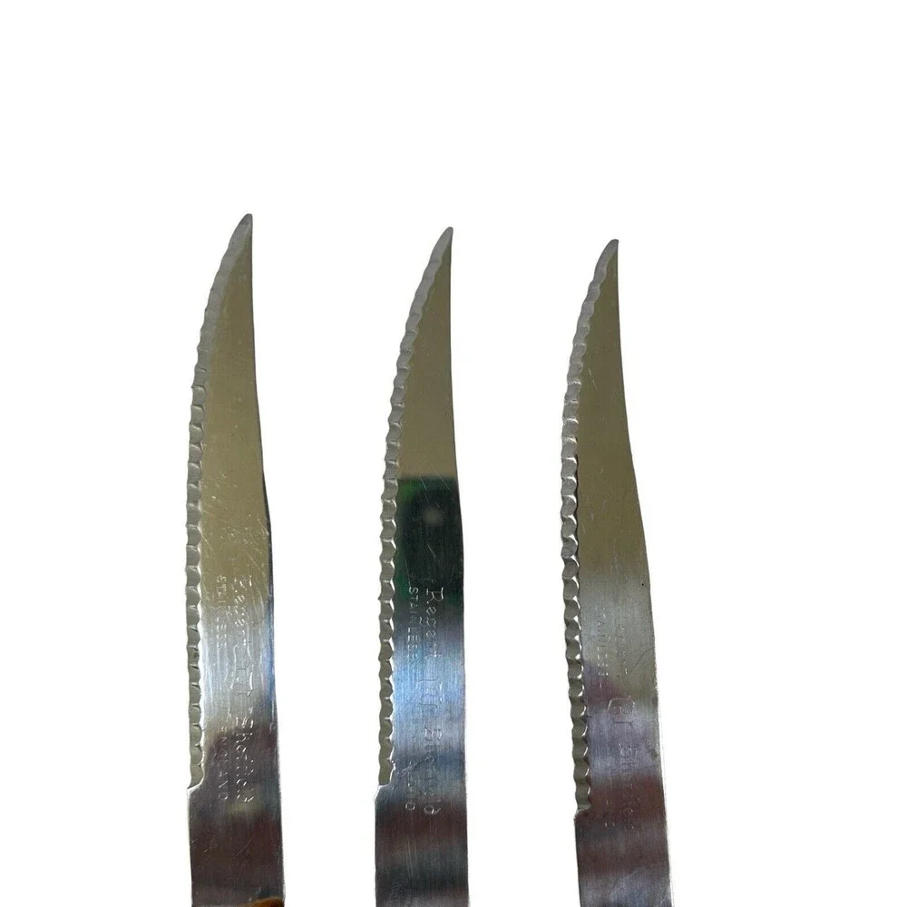 Vintage 1960s Regent Sheffield Stainless Bakelite Steak Knife Set(6) With Block