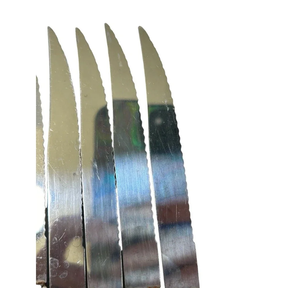 Vintage 1960s Regent Sheffield Stainless Bakelite Steak Knife Set(6) With Block