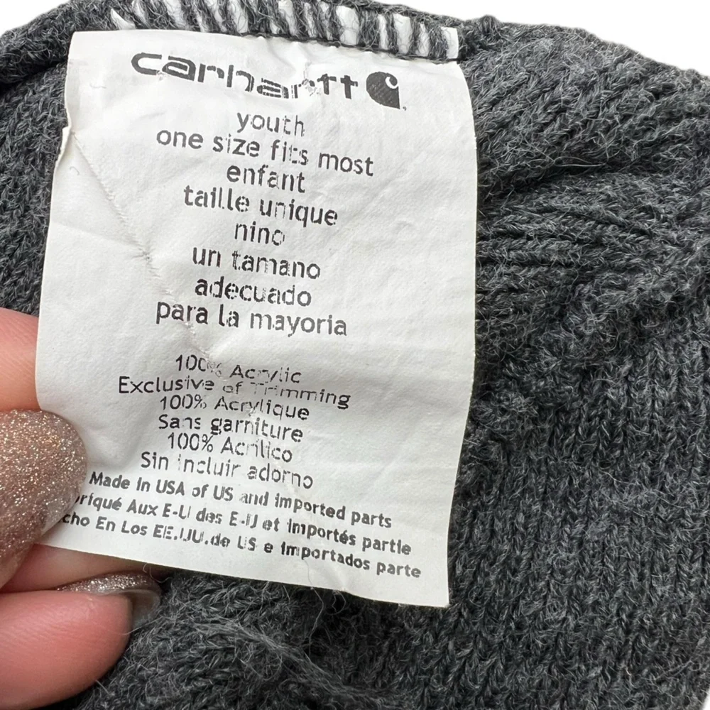 Carhartt youth gray cuffed beanie warm winter snow hat gender neutral
