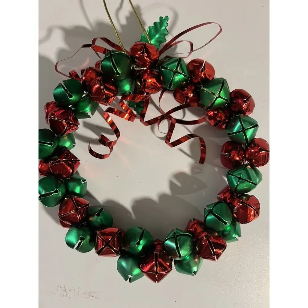 Vintage Christmas Bell Wreath Holiday Door Wall Decor Red/Green