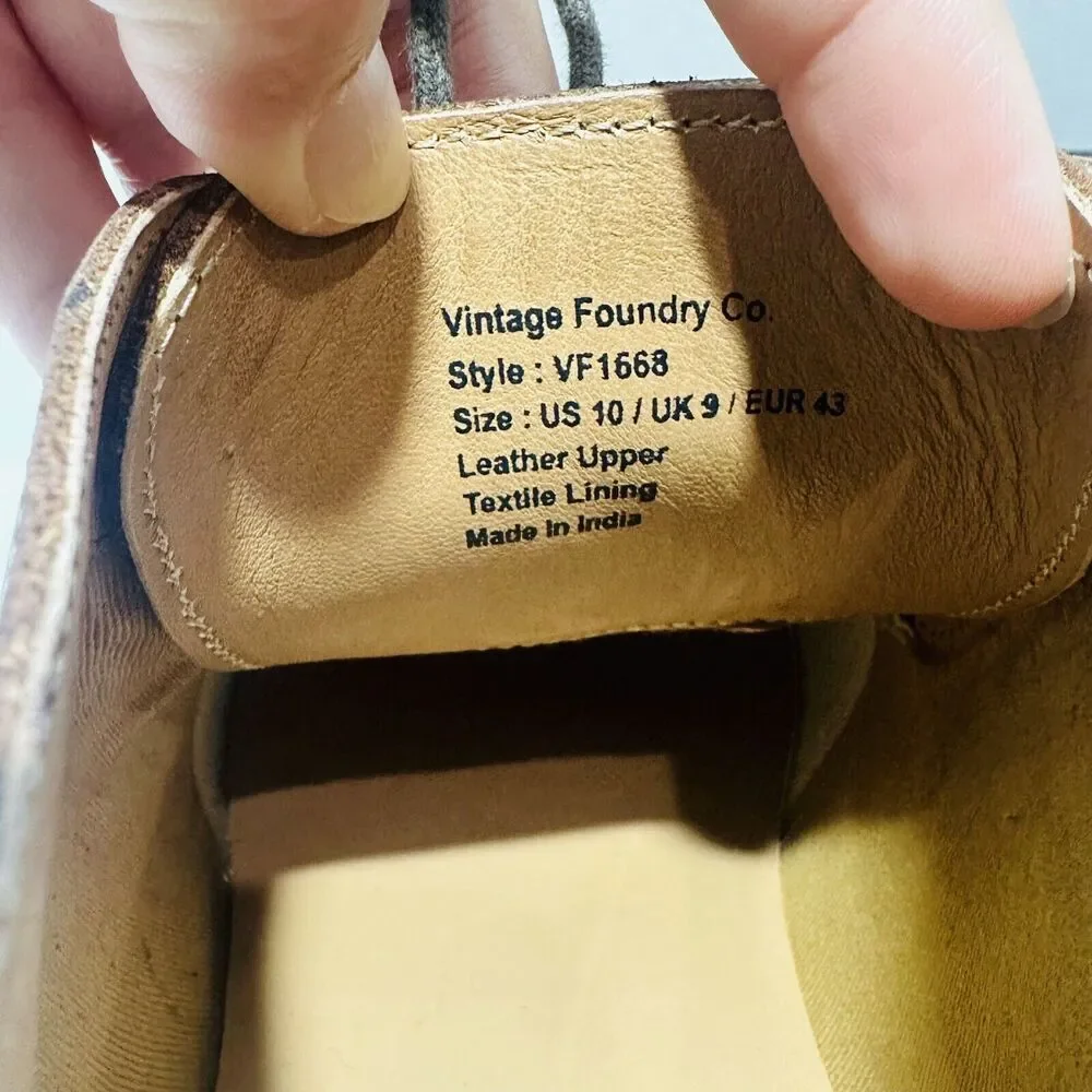 Vintage Foundry Co Lewis VF1668 Mens Size US 10 Chukka Boots Brown Leather Shoes