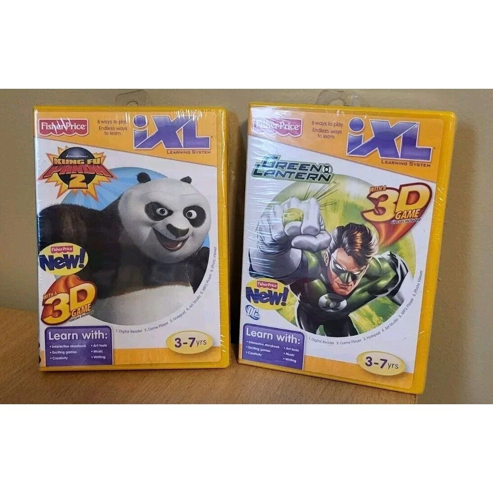 Fisher-Price iXL Kung Fu Panda 2 & Green Lantern NEW Learning System 3D Game NIP