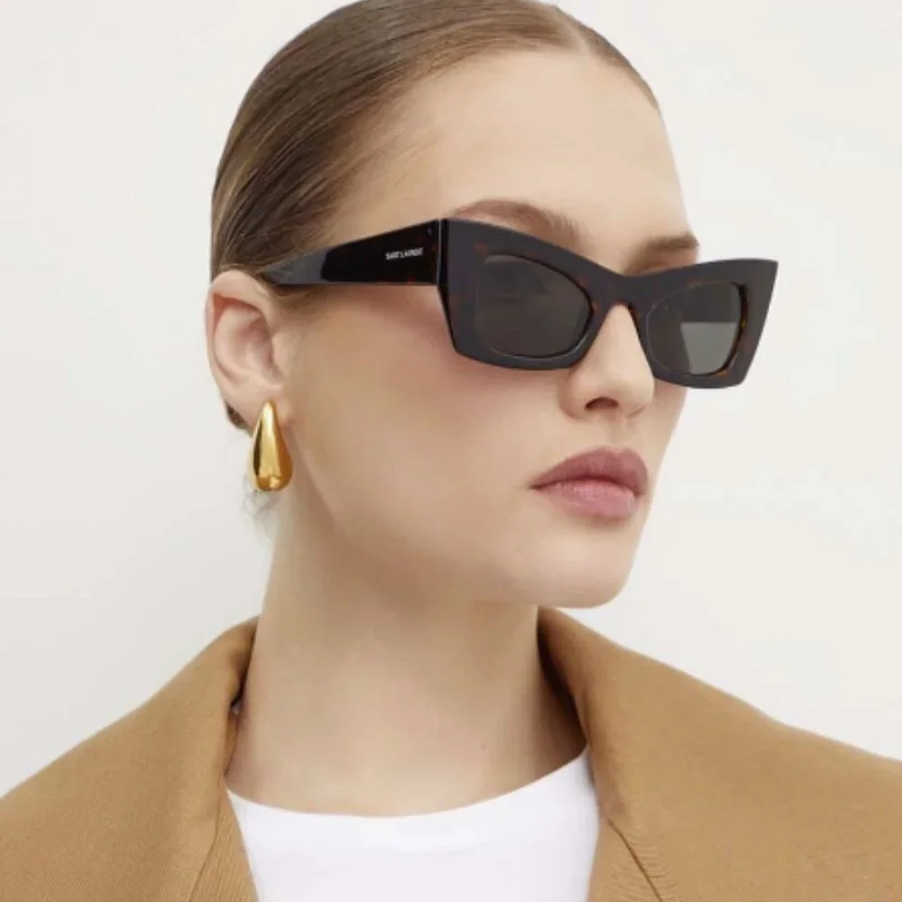 NEW SAINT LAURENT SUNGLASSES, CAT EYE BLACK WOMEN EYEWEAR SAINT LAURENT