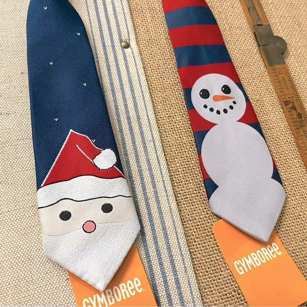 NWT Gymboree Santa + Snowman Holiday Adjustable Neck Ties • Boys Accessories