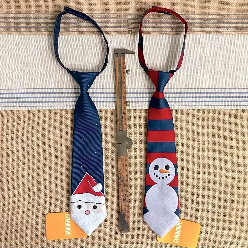 NWT Gymboree Santa + Snowman Holiday Adjustable Neck Ties • Boys Accessories
