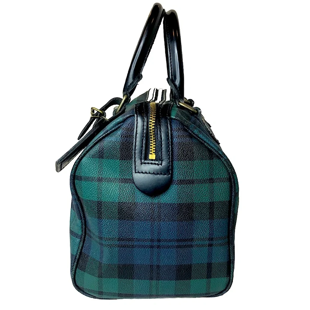 RALPH LAUREN Black Watch Plaid Boston Weekend Travel Doctors Bag Speedy 30cm