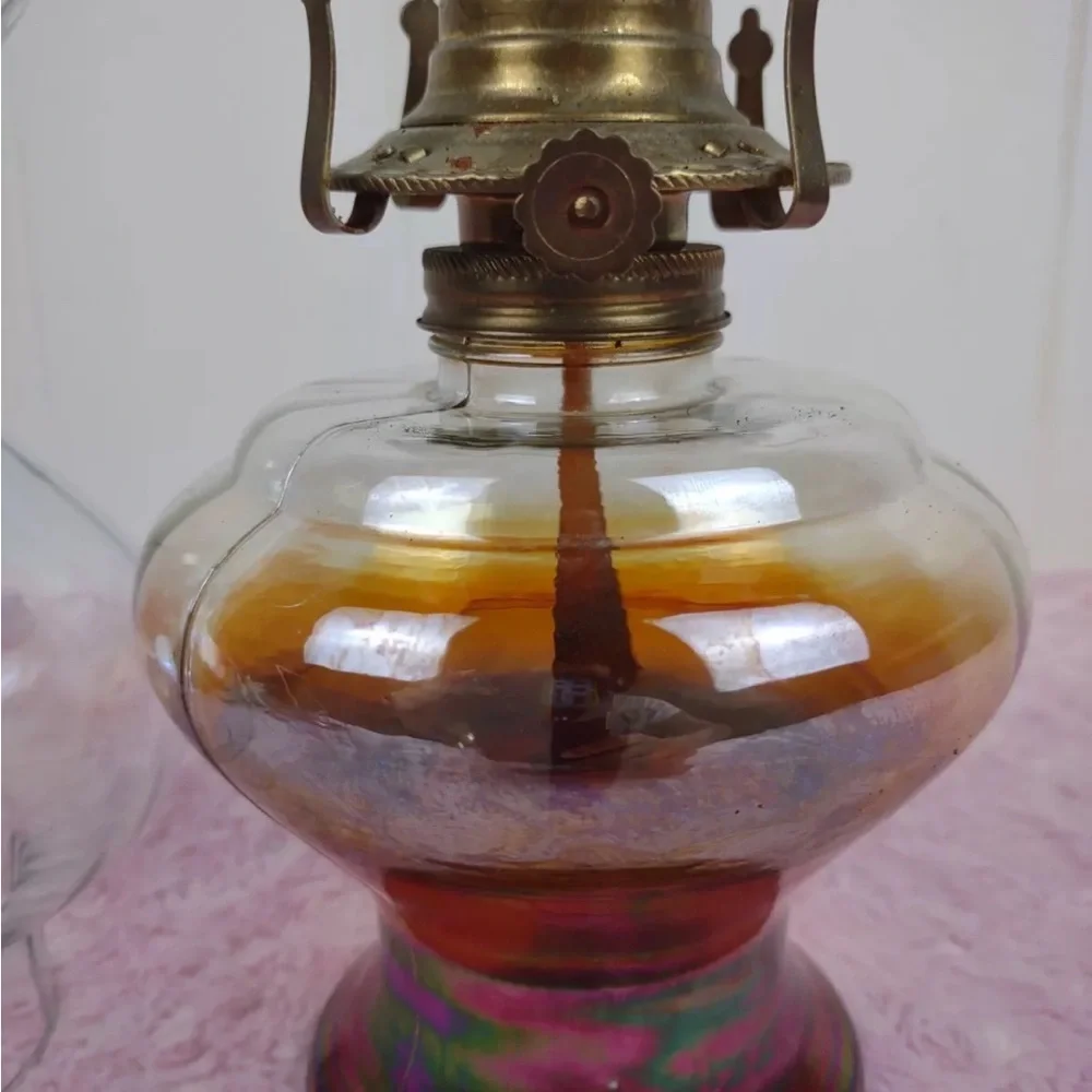 Hurricane oil lamps, 2tone glass, Red & clear , hurricane shade, Federal, Eagle