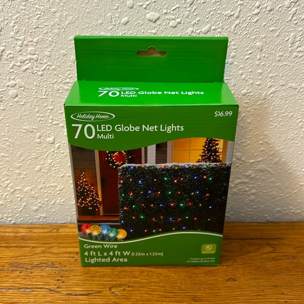 Net Lights - 70 LED Globe Net Lights Multi by Holiday Home NWT 4’ x 4’