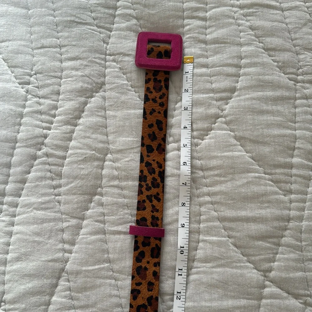 Leopard and Hot Pink Suede Leather Fashion Belt