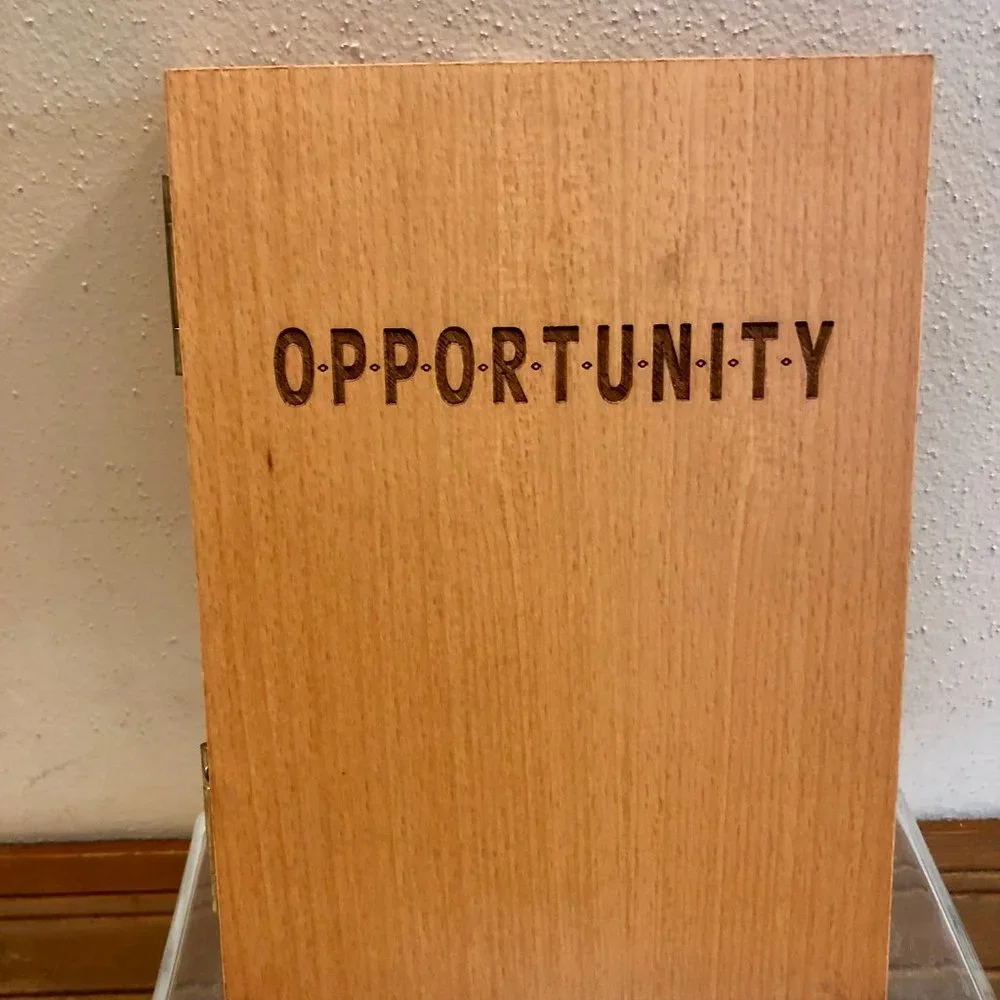 Motivational Engraved Wood picture frame New NWT OPPORTUNITY 4