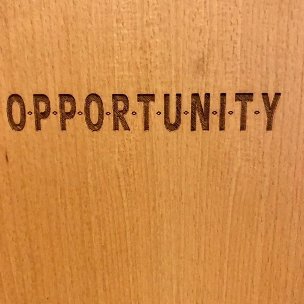 Motivational Engraved Wood picture frame New NWT OPPORTUNITY 4