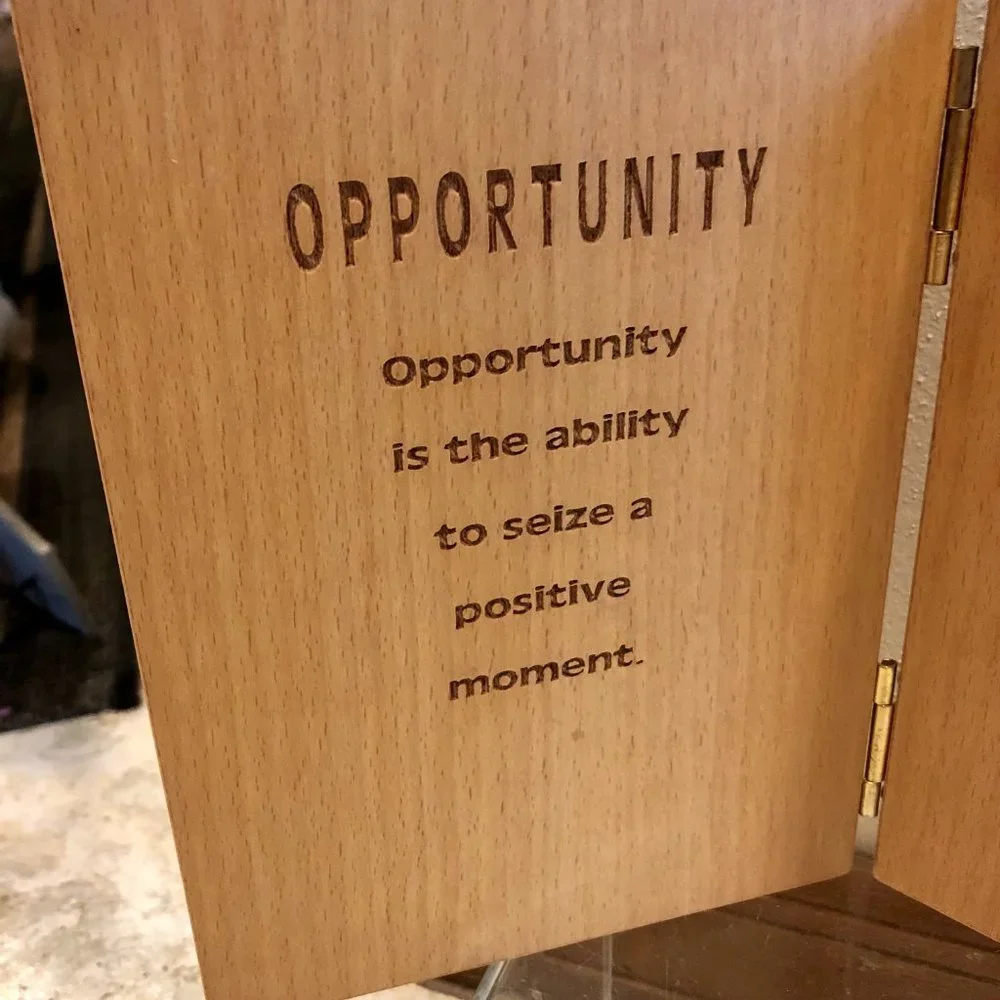 Motivational Engraved Wood picture frame New NWT OPPORTUNITY 4