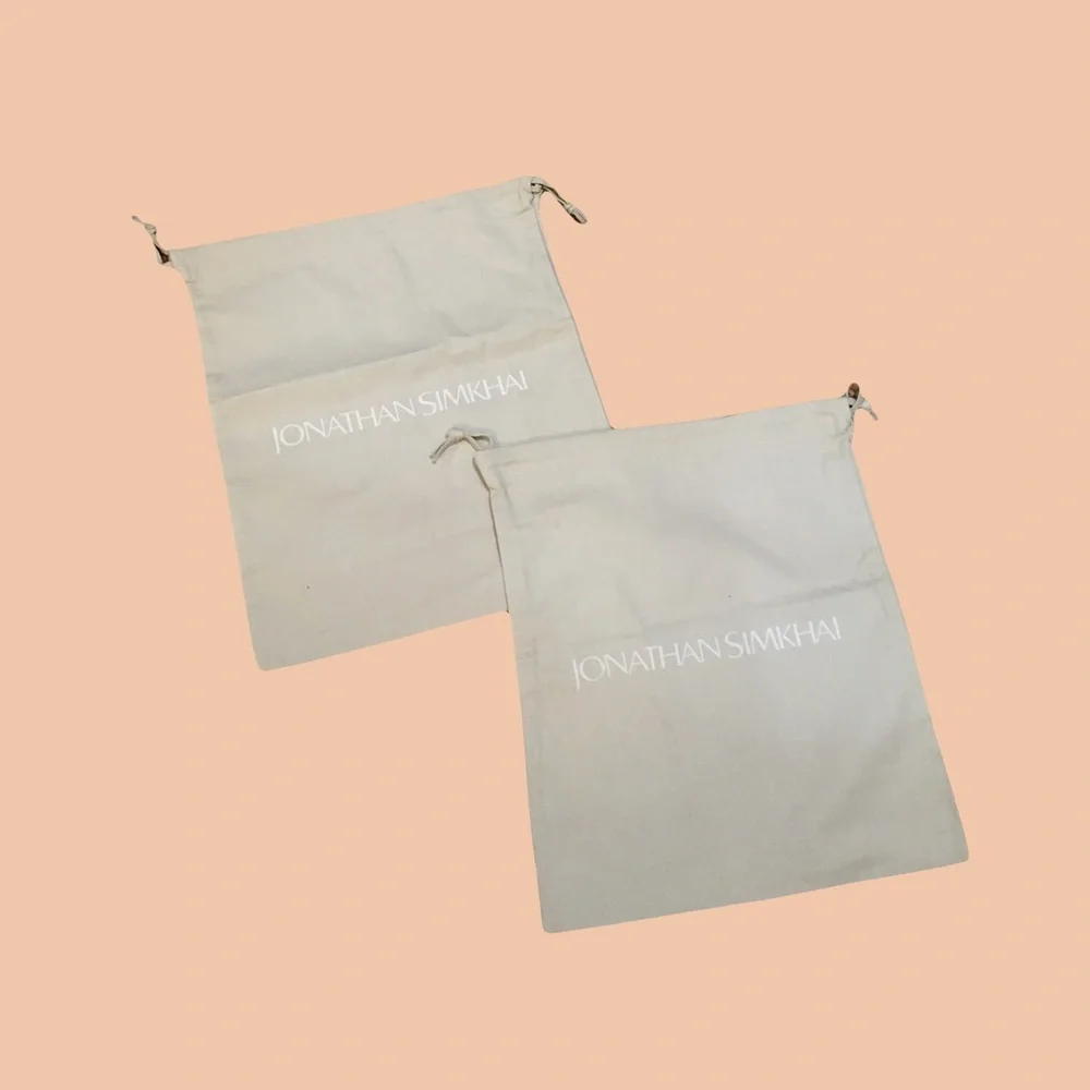 Jonathan Simkhai Two (2) Gray Grey Drawstring Dust bag Garment bags Lightweight
