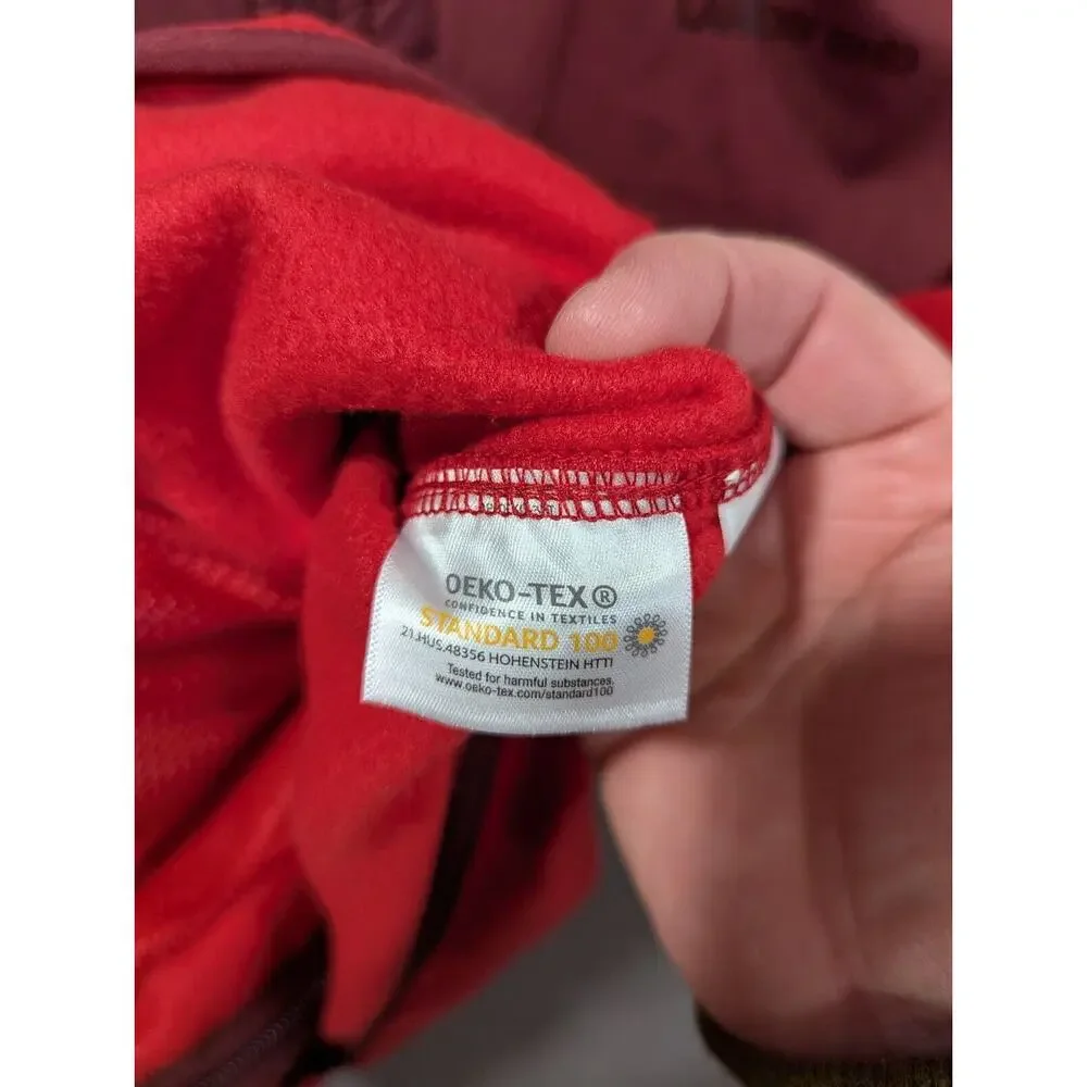Lands End Fleece Vest Mens Medium 38-40 Full Zip Layer Pockets Maroon Red Hiking