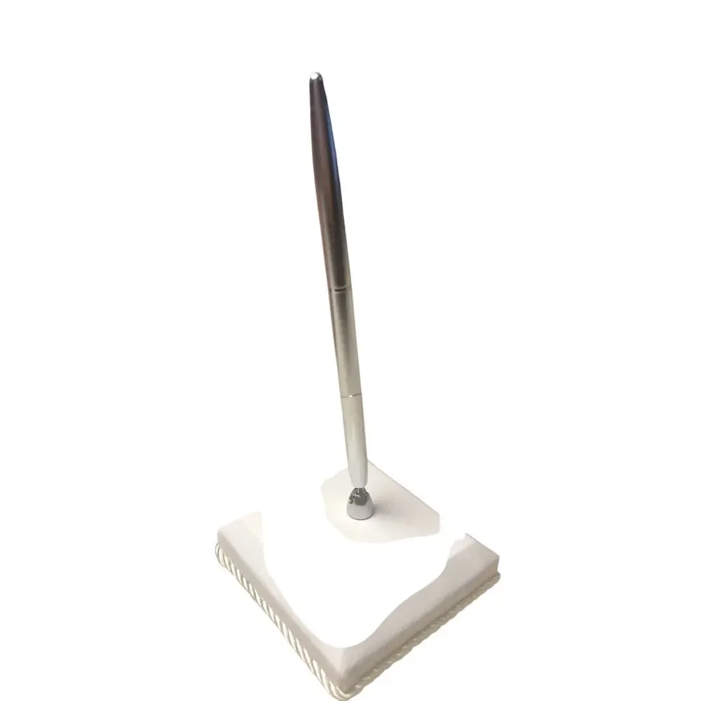 Wedding Pen Holder by Jamie Lynn White Holder Silver Stainless Pen