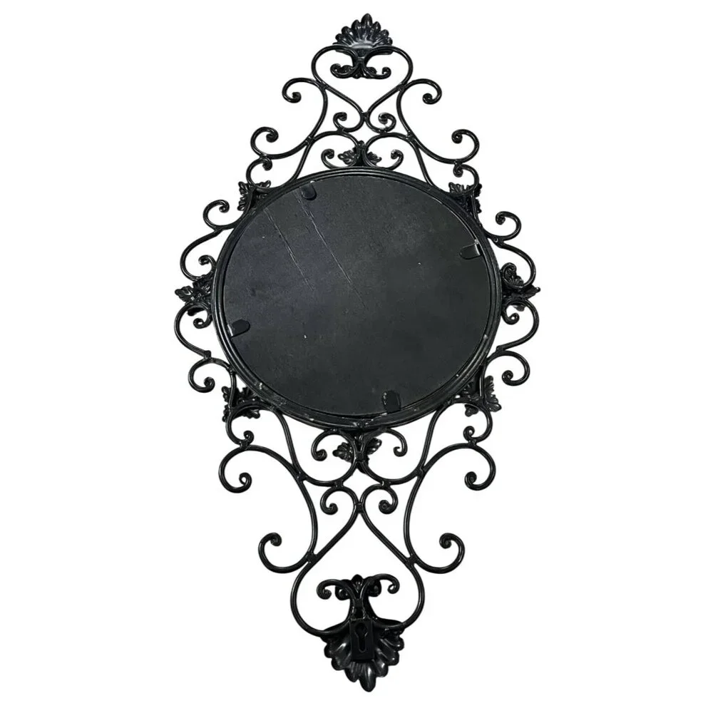 Vintage Ornate Filigree Wall Mirror With Floral Scroll Design