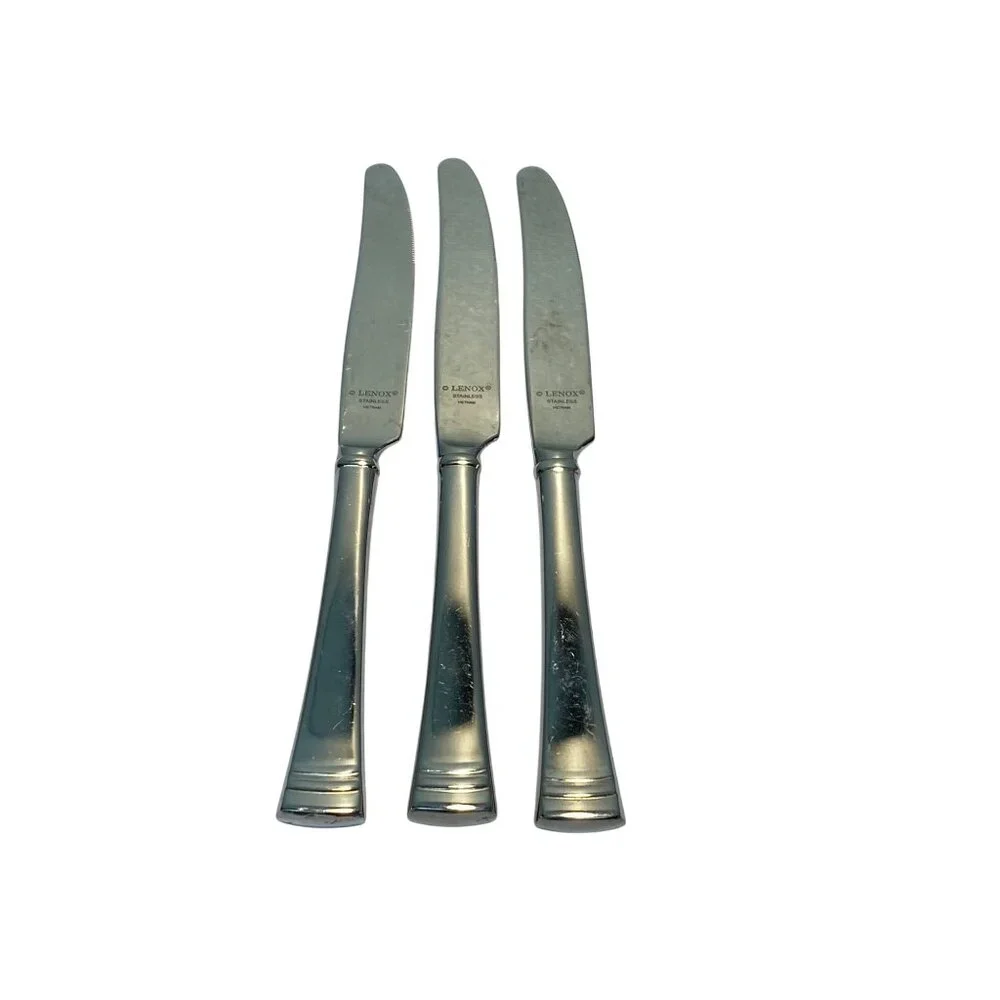 Lenox Federal Platinum Glossy Stainless 18/8 Dinner Knife Set of 3 - 9 1/2